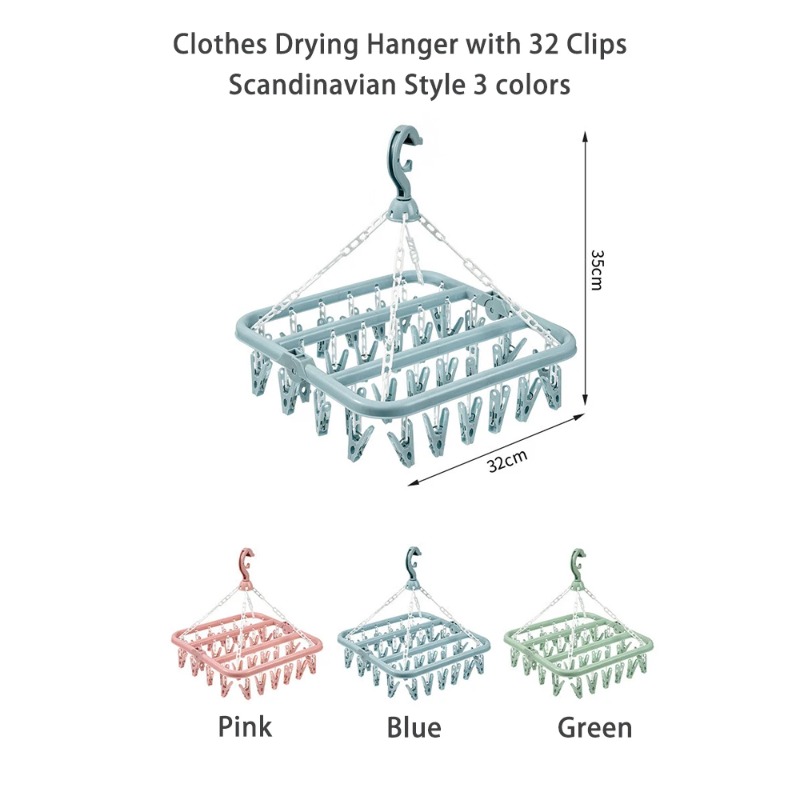 Baby Clothing Hanging Rack - 32 Klipsli Elbise Kurutma Askısı ve