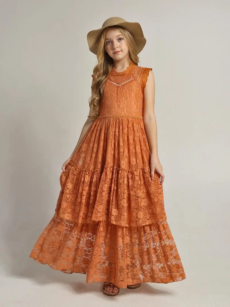 Baby Clothing Dresser - Kız Çocuk Çiçekli Elbise Dantel Pamuklu